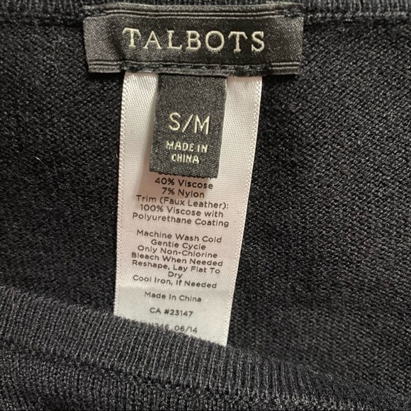 Talbots Black Cotton Blend Faux Pocket Poncho Cape Sweater - Picture 6 of 7